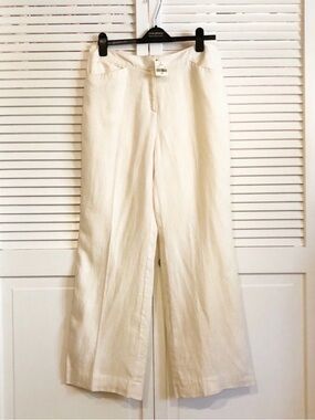 J.Jill Cream Wide-Leg Linen Blend Pants
